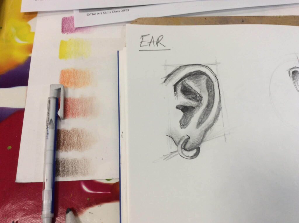 Art Classes Lichfield sketch of ear