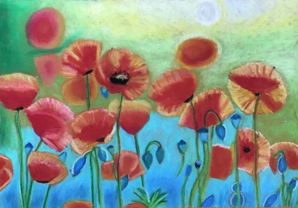 12-week Art Classes Lichfield flowers in a field painting