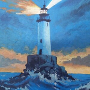 Lighthouse and Waves in Acrylics - 30th or 31st October