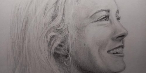 Art Classes Lichfield lady sketch of smiling face