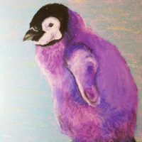 Art Classes Lichfield drawing of purple penguin